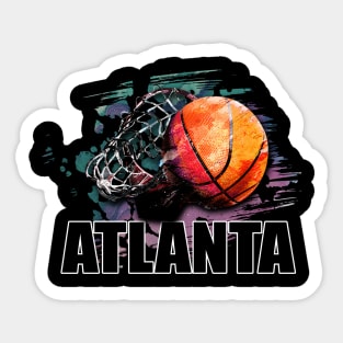 Retro Pattern Atlanta Basketball Classic Style Sticker